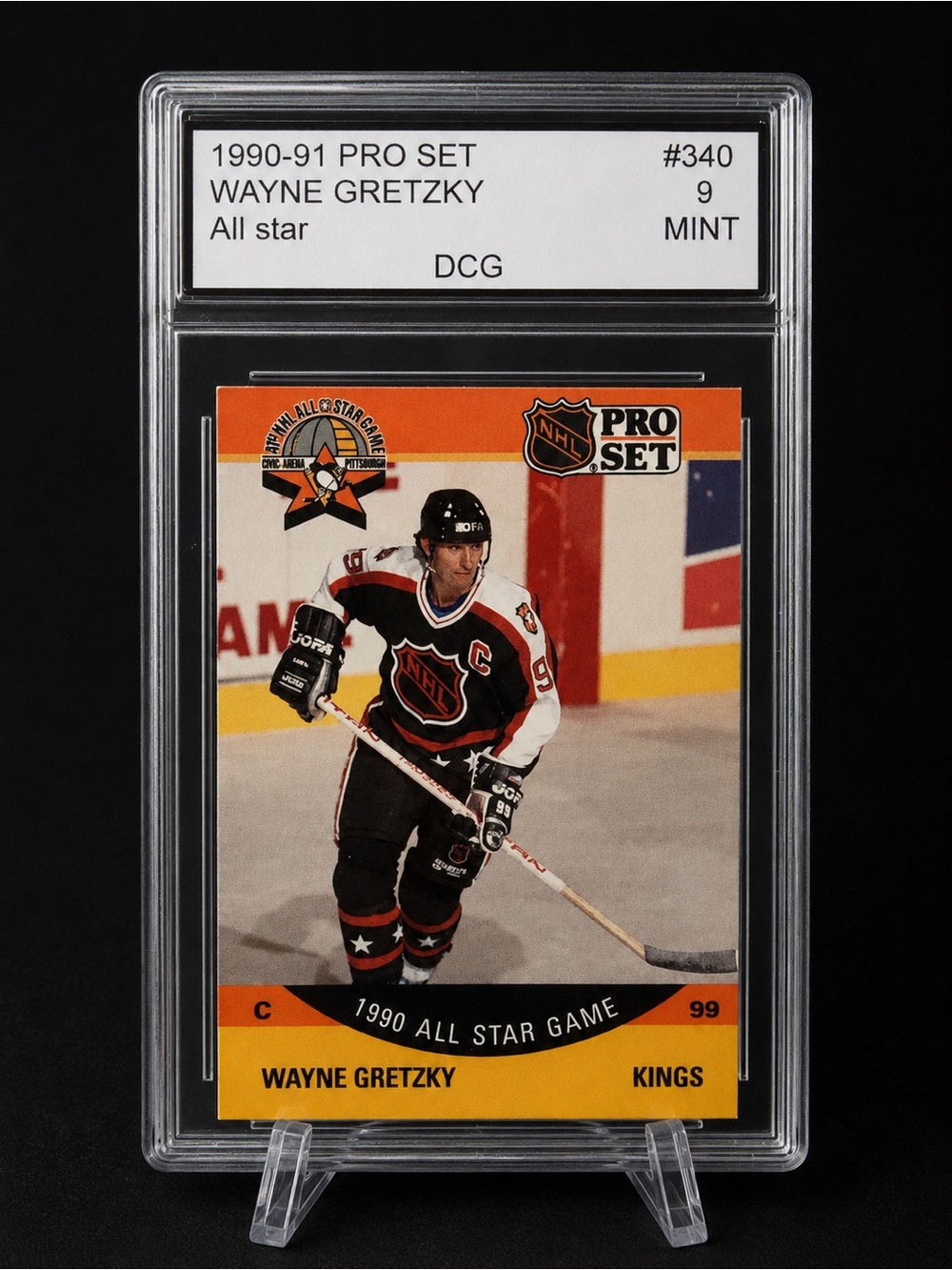 Wayne Gretzky 1990 All Star Game Hockey Card - Orange/Black
